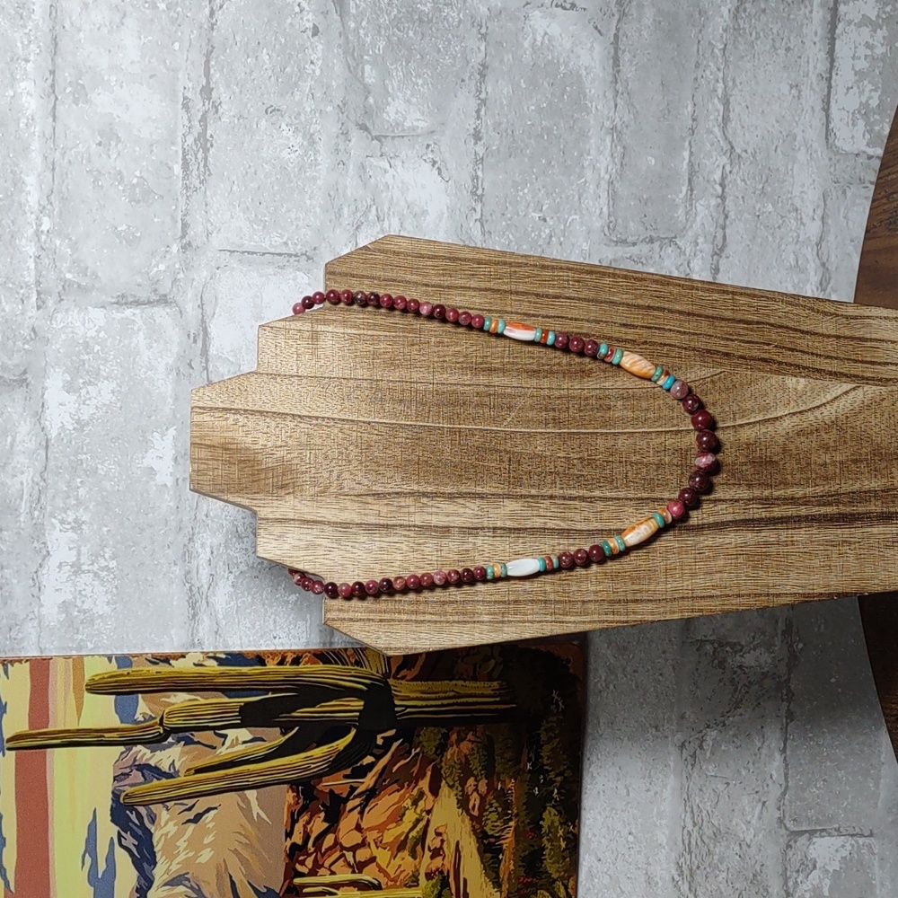 Jay King Pink Thulite/Turquoise/Agate Bead Necklace